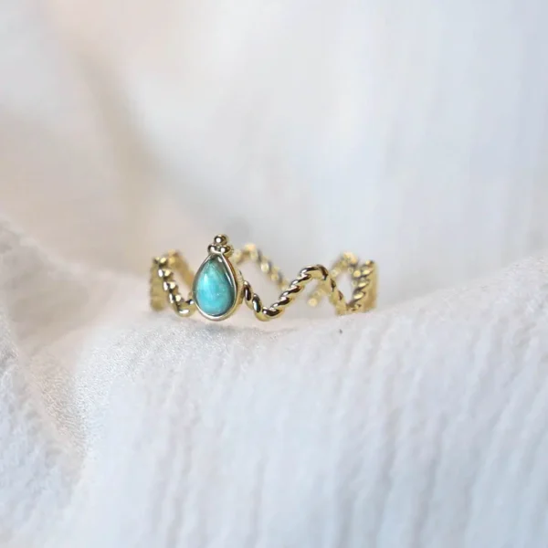 anillo gota turquesa