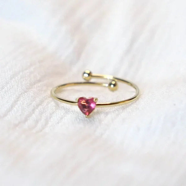 anillo selflove corazon de piedra brillante fuchsia