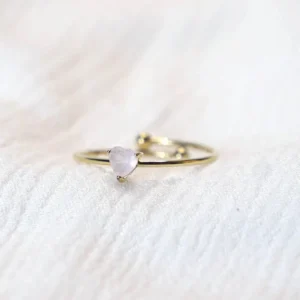 anillo selflove corazon de piedra brillante blanco