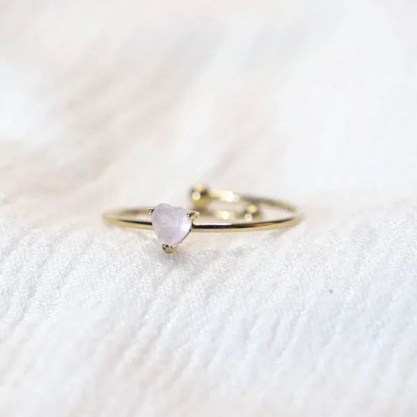 anillo selflove corazon de piedra brillante blanco