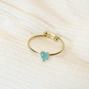 anillo selflove corazon con piedra brillante turquesa soft