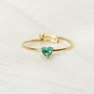 anillo selflove corazon de piedra brillante turquesa