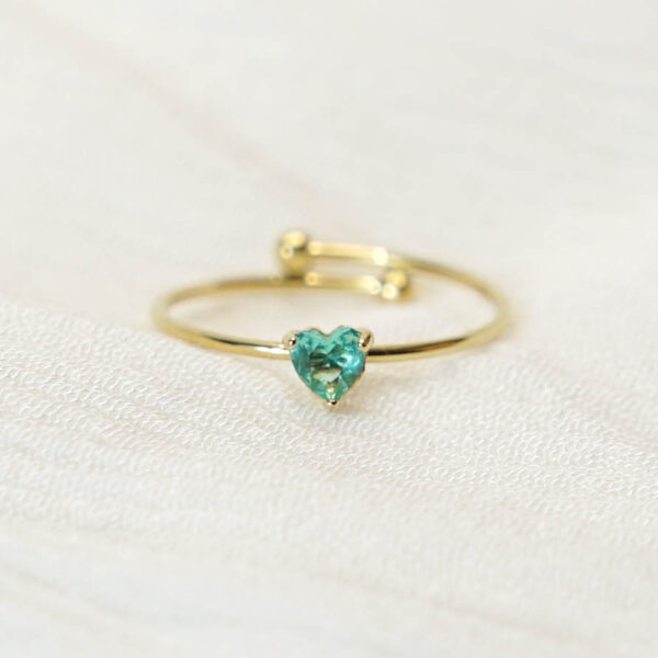 anillo selflove corazon de piedra brillante turquesa