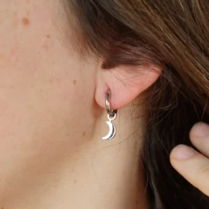 pendientes aros luna plateado
