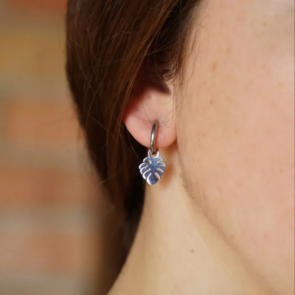 pendientes aros planta amazonica plateado